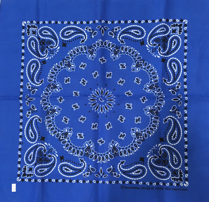 Royal blue paisley bandanas, wholesale skull caps, headwrap instructions, bandanna head ties